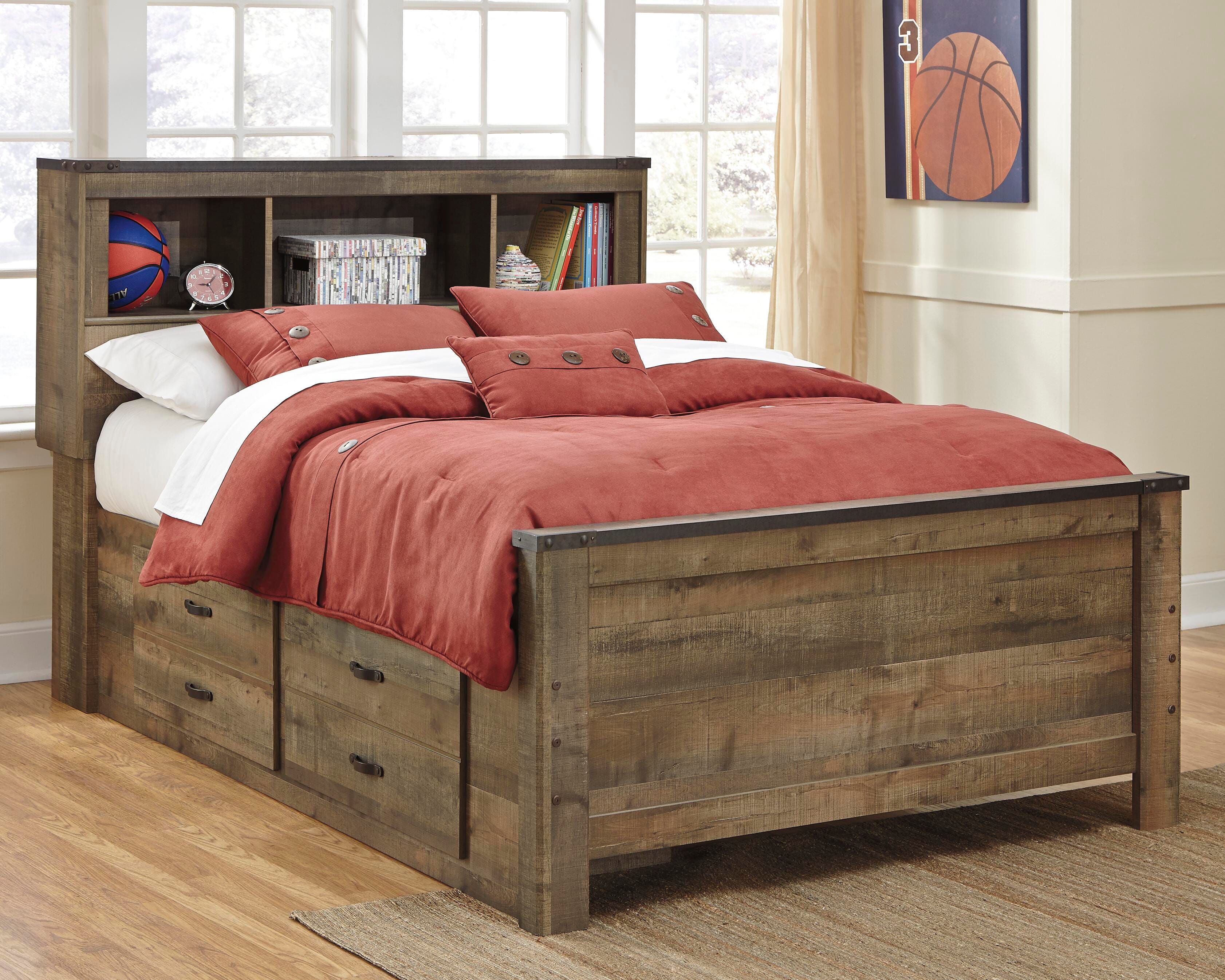 Trinell Bookcase Bed with 2 Sided Storage