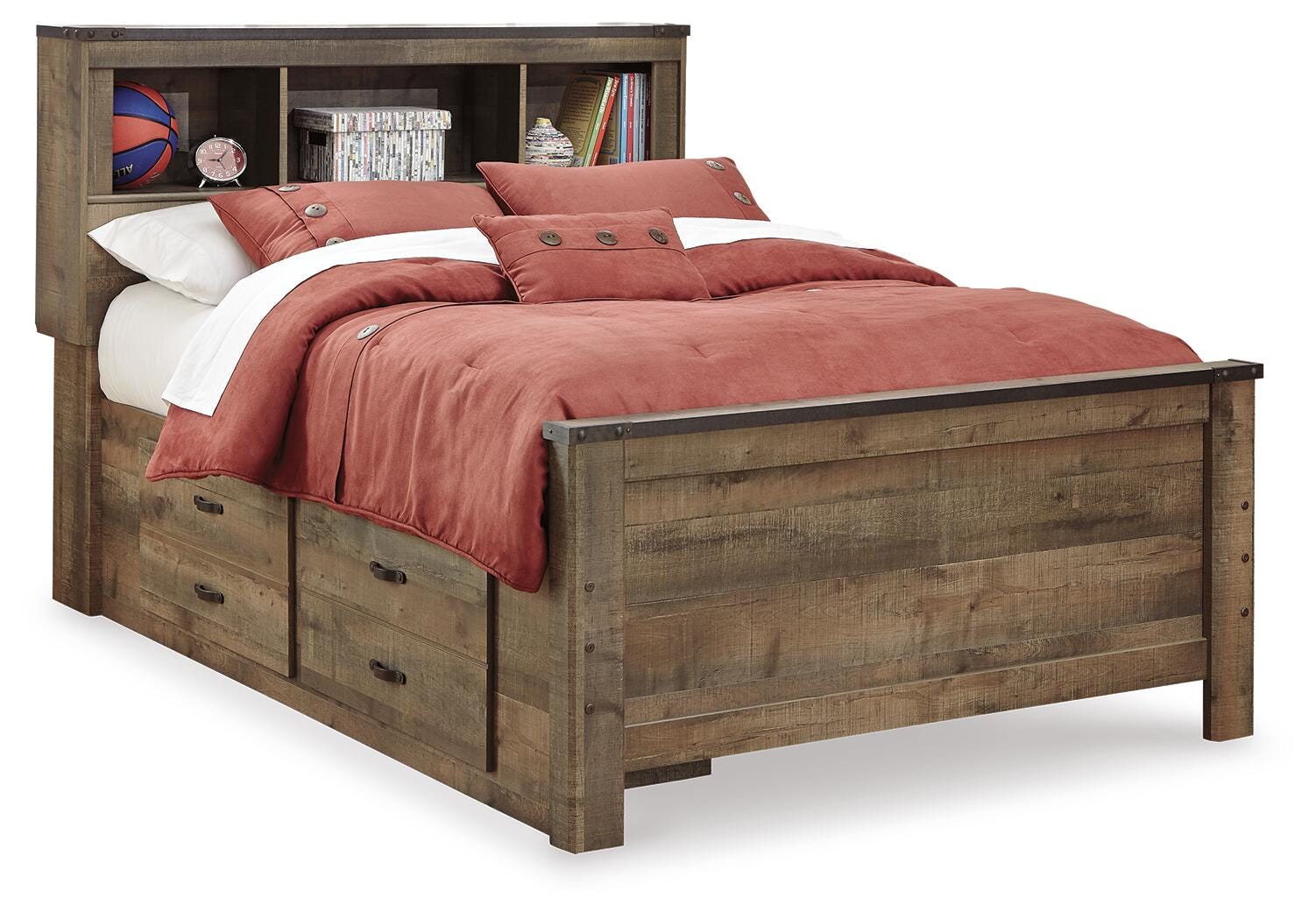 Trinell Bookcase Bed with 2 Storage Drawers