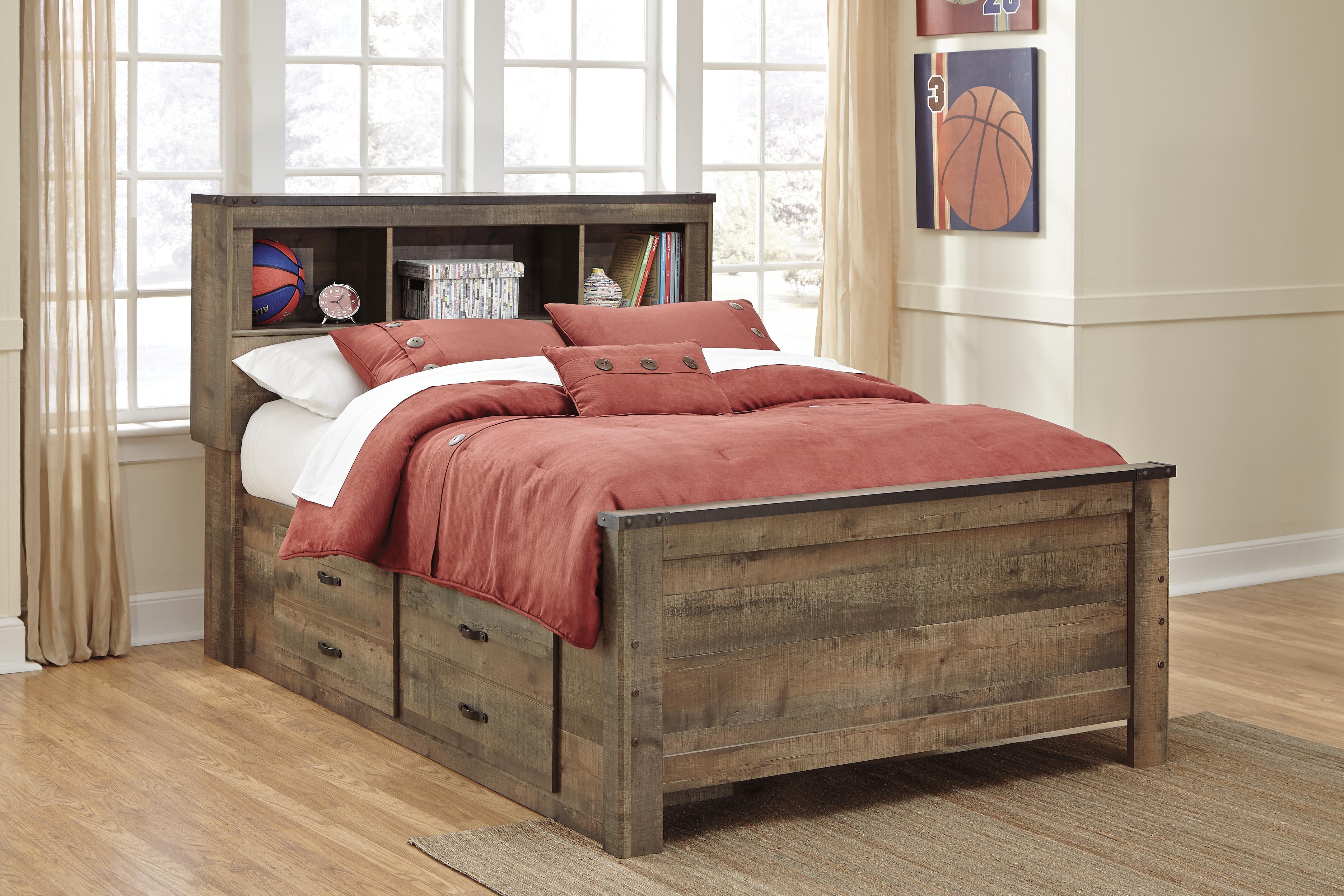 Trinell Bookcase Bed with 2 Storage Drawers