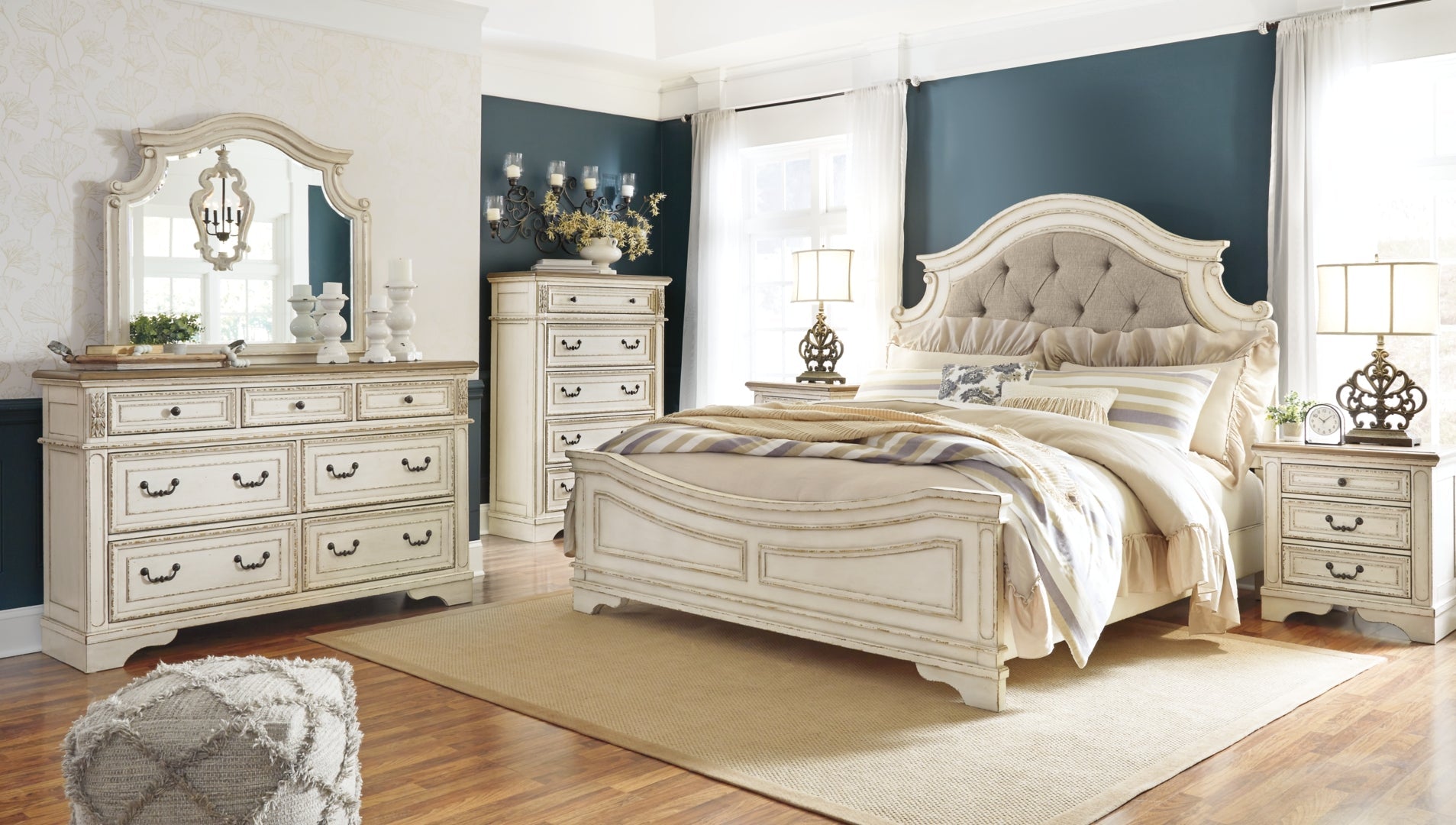 Realyn Beige Upholstered Bedroom Set