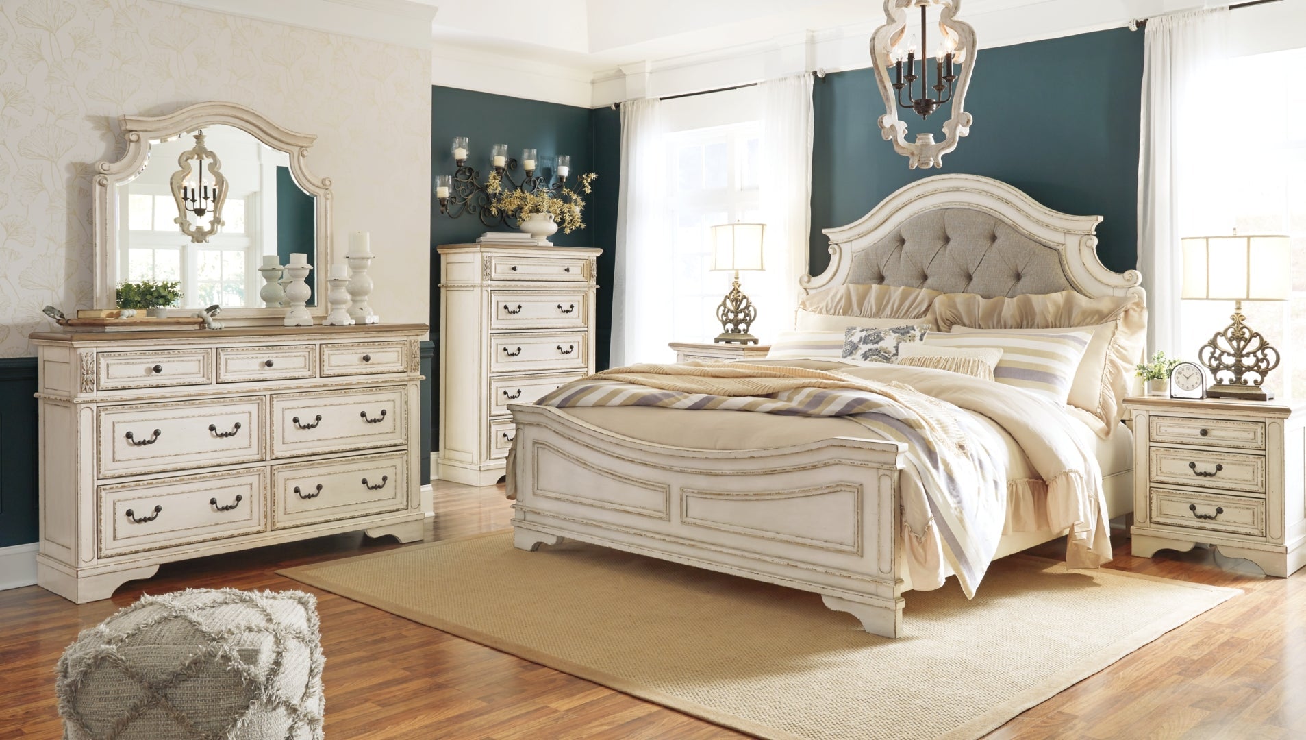 Realyn Beige Upholstered Bedroom Set