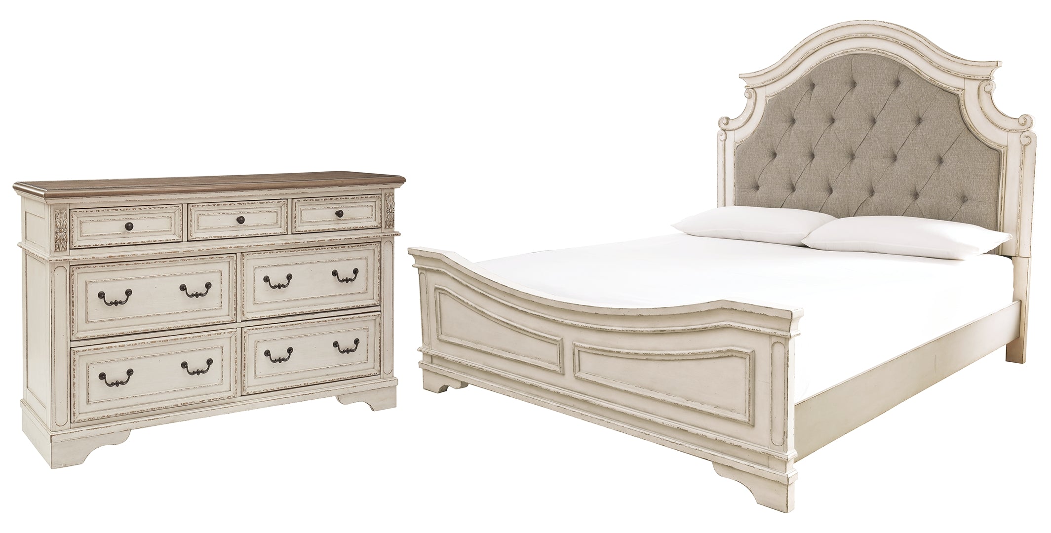 Realyn Beige Upholstered Bedroom Set