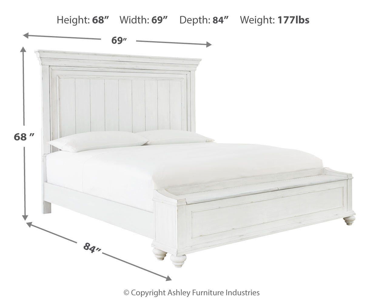 Kanwyn Panel Bed with Storage Bench