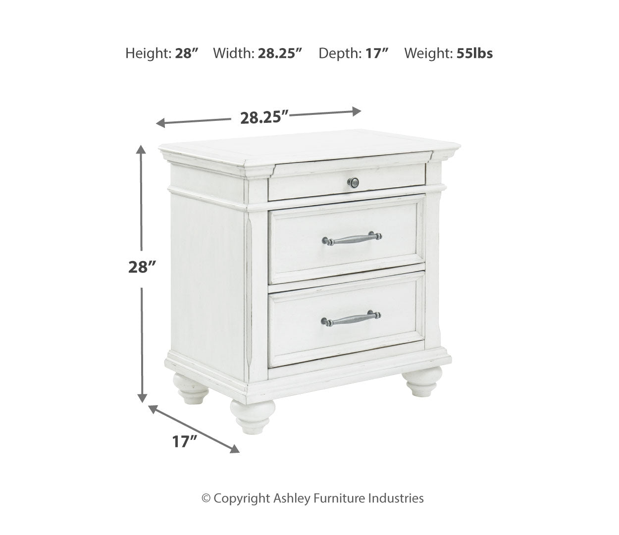 Kanwyn Three Drawer Night Stand