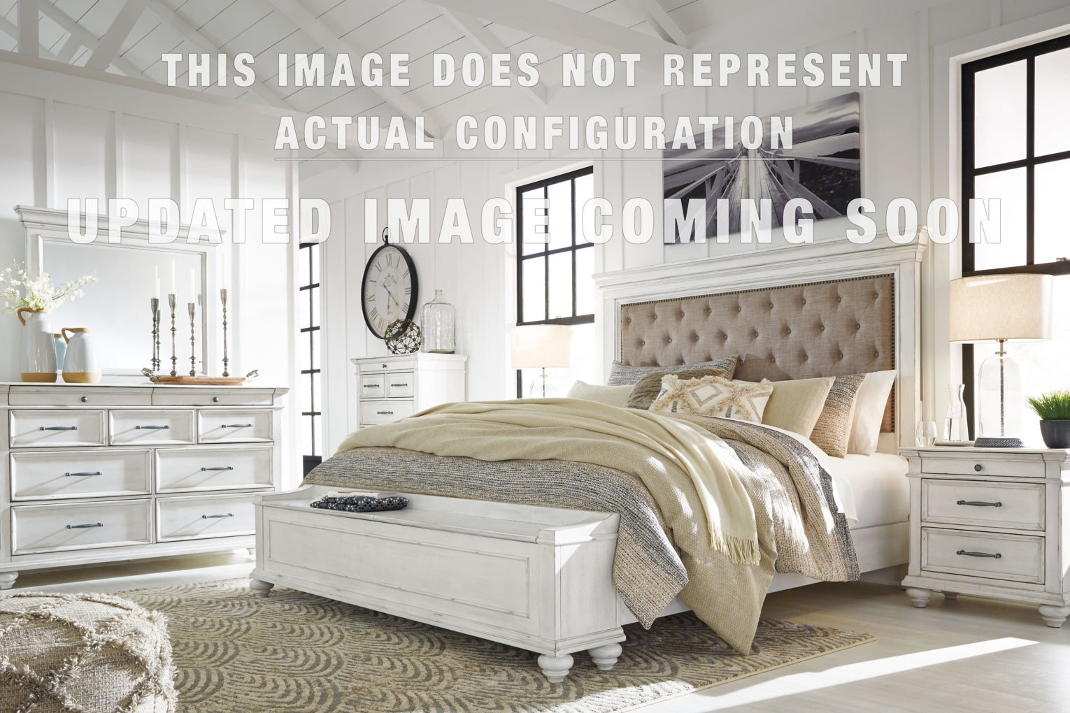 Kanwyn Upholstered Panel Storage Bed. Dresser Bedroom Set