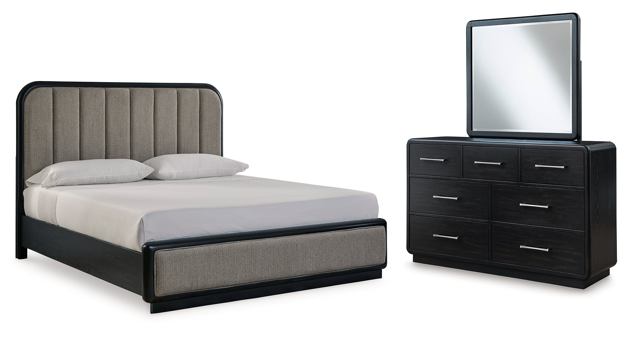 Rowanbeck Grey Upholstered Panel Bedroom Set