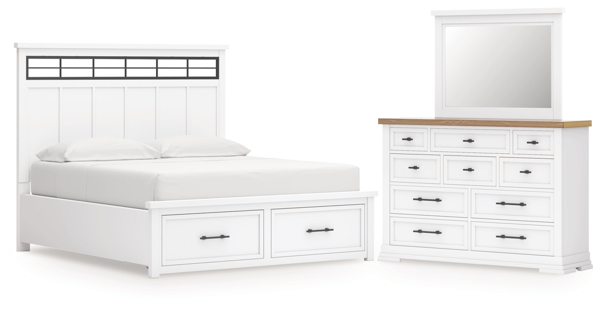 Ashbryn Panel Storage Bed, Dresser, Mirror, Chest & Nightstand, Bedroom Set