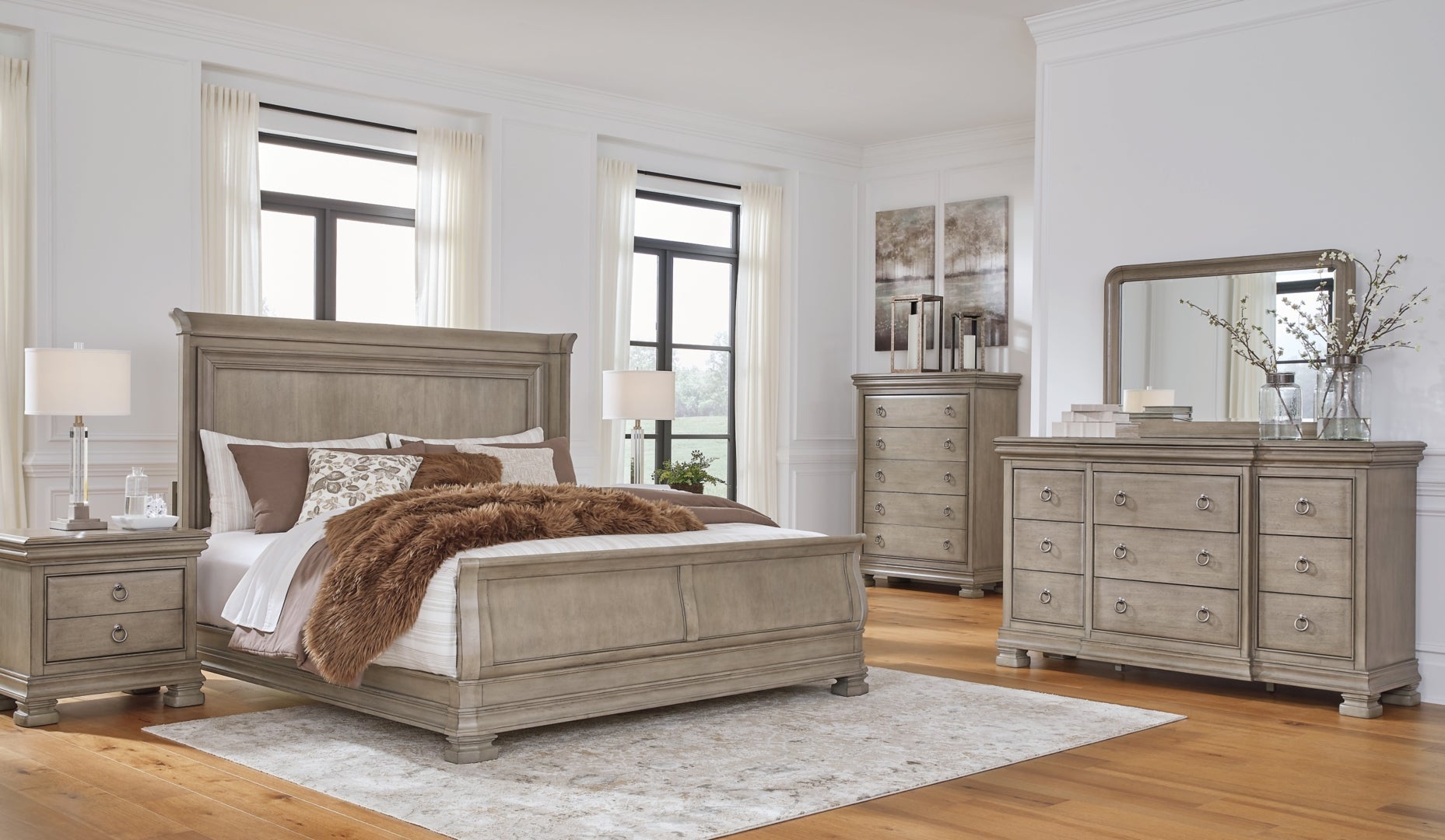 Lexorne Grey Sleigh Bedroom Set