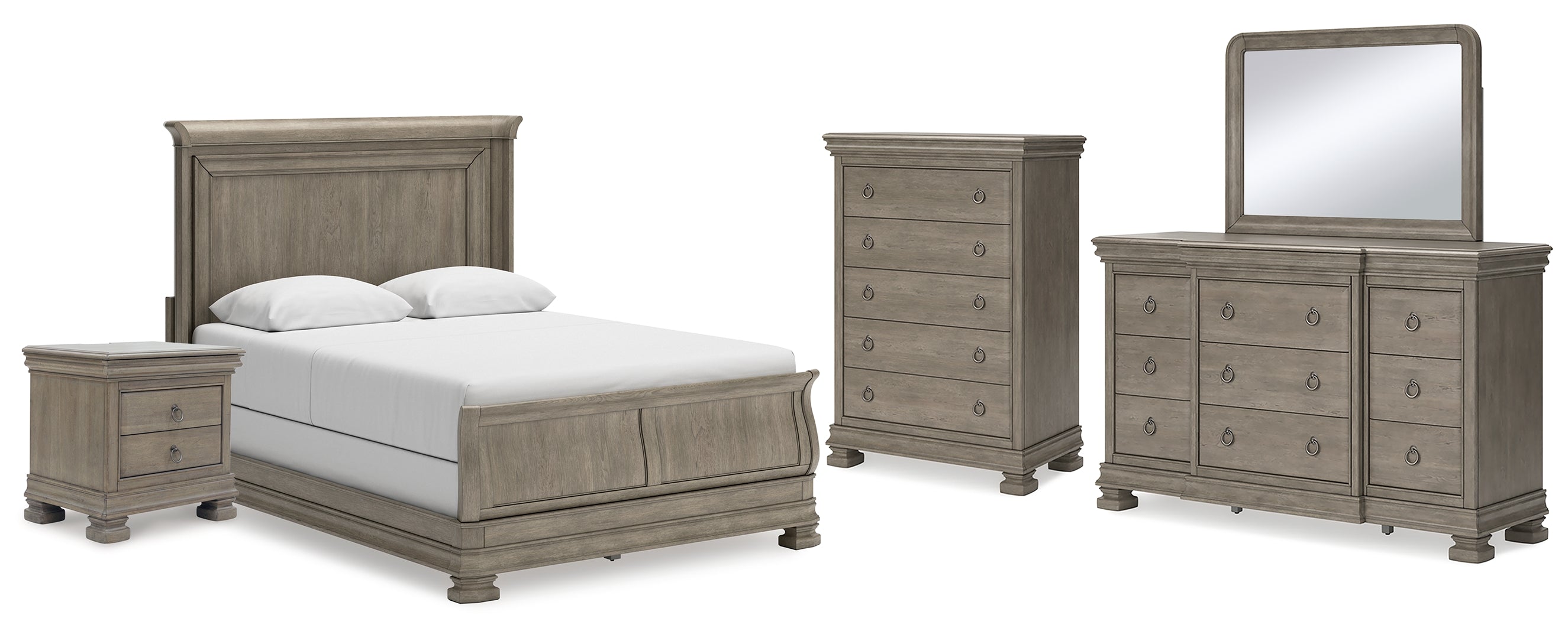 Lexorne Grey Sleigh Bedroom Set