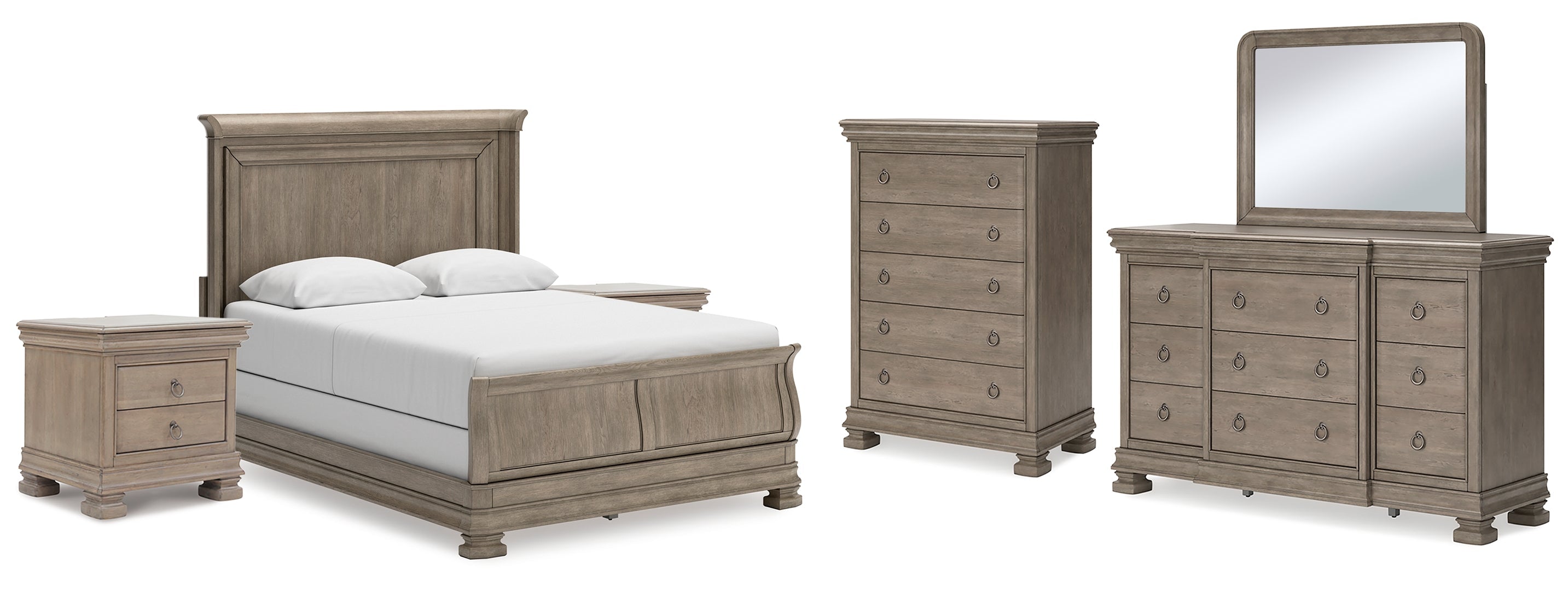 Lexorne Grey Sleigh Bedroom Set