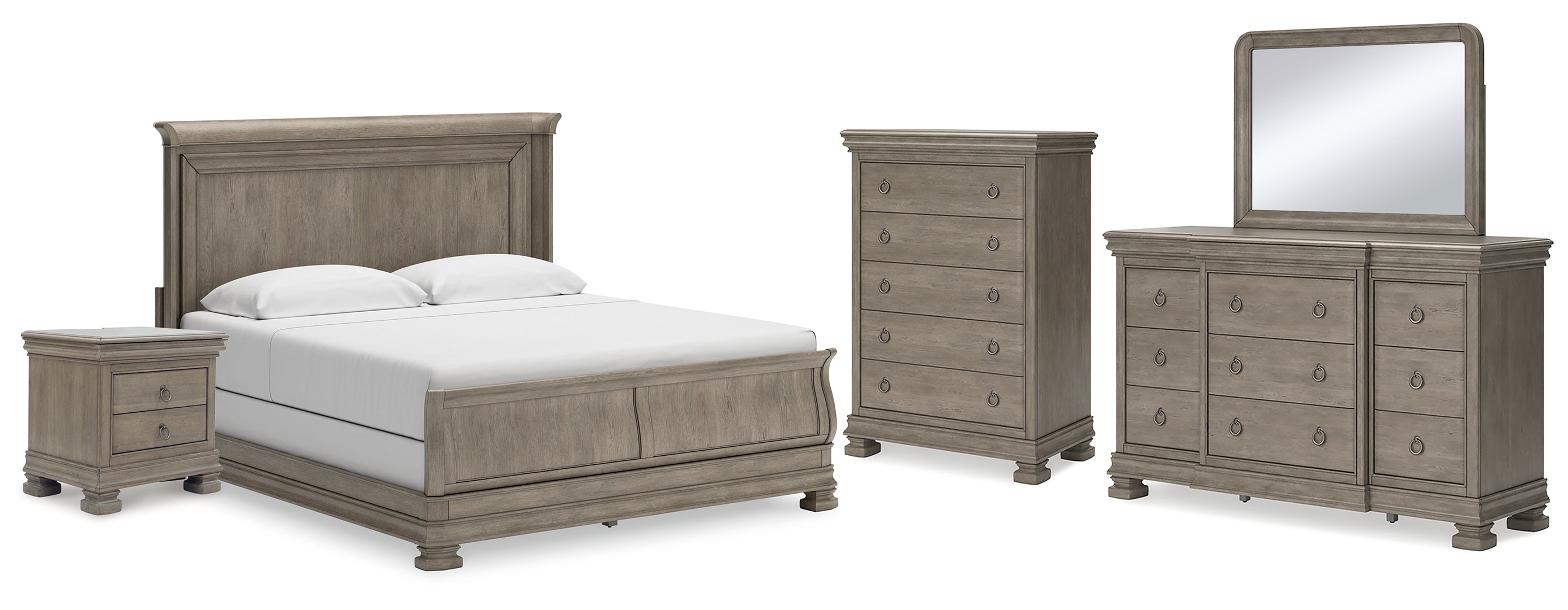 Lexorne Grey Sleigh Bedroom Set