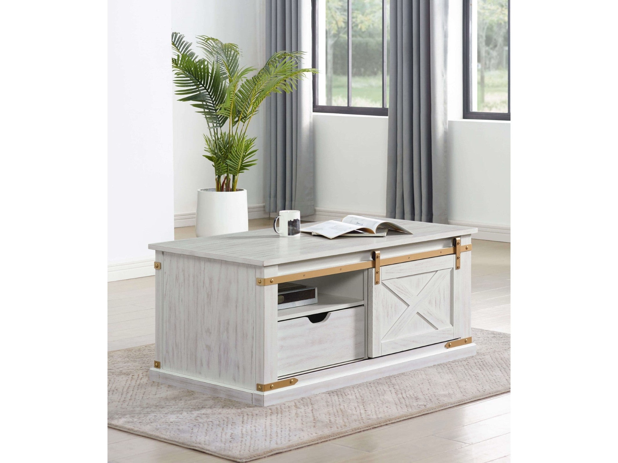 Bacerra Antique White/Gold Coffee Table