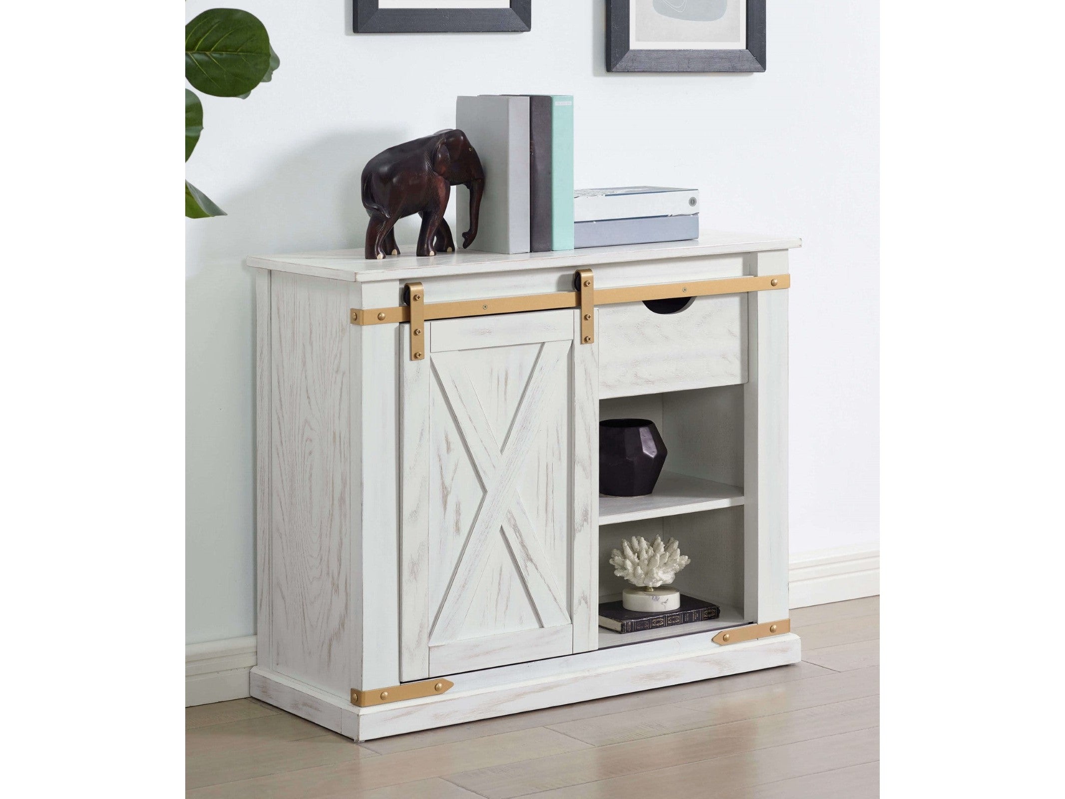 Bacerra Antique White/Gold Sofa Table