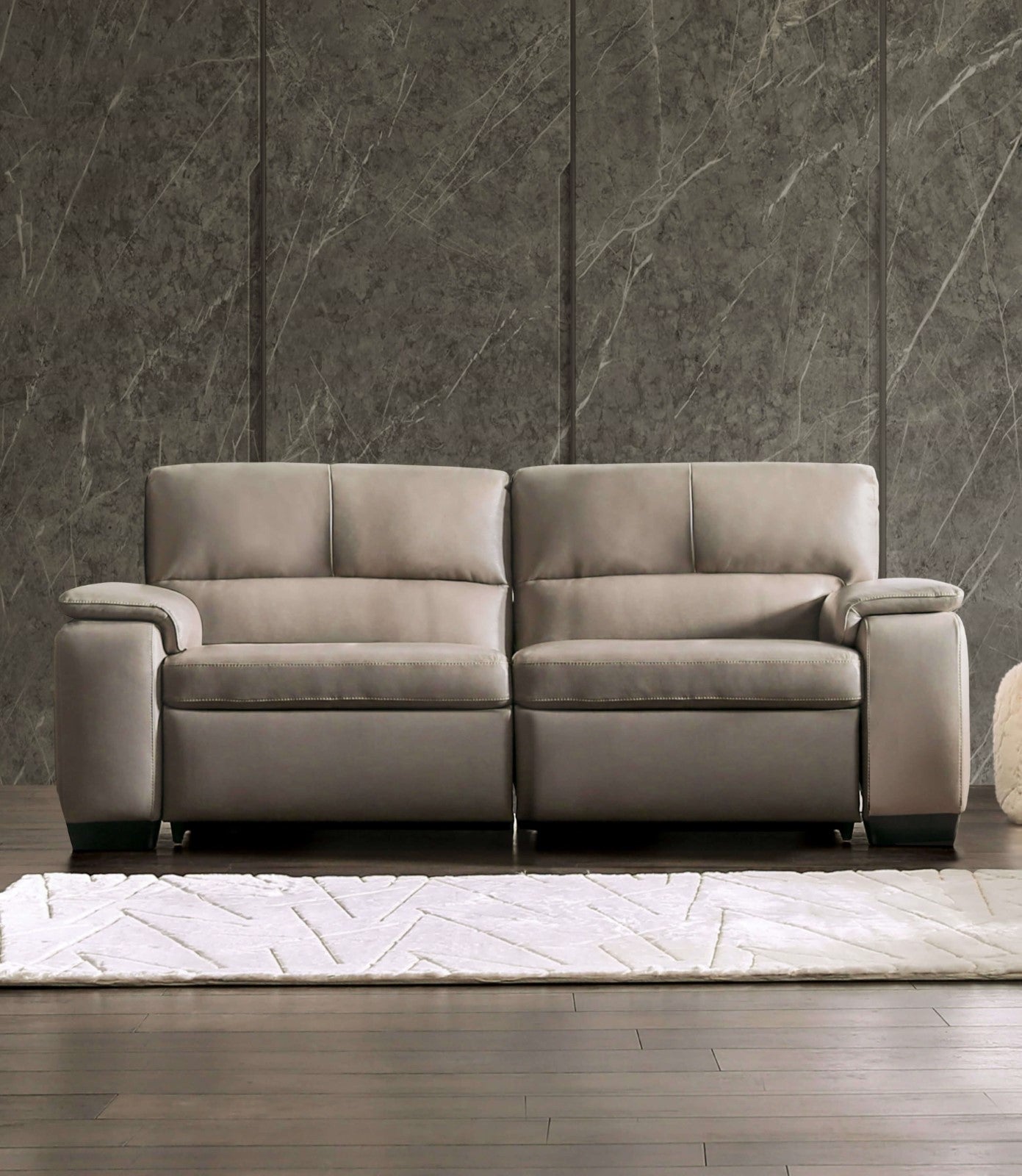 Balderico Taupe Real Italian Leather Power Reclining Sofa & Loveseat