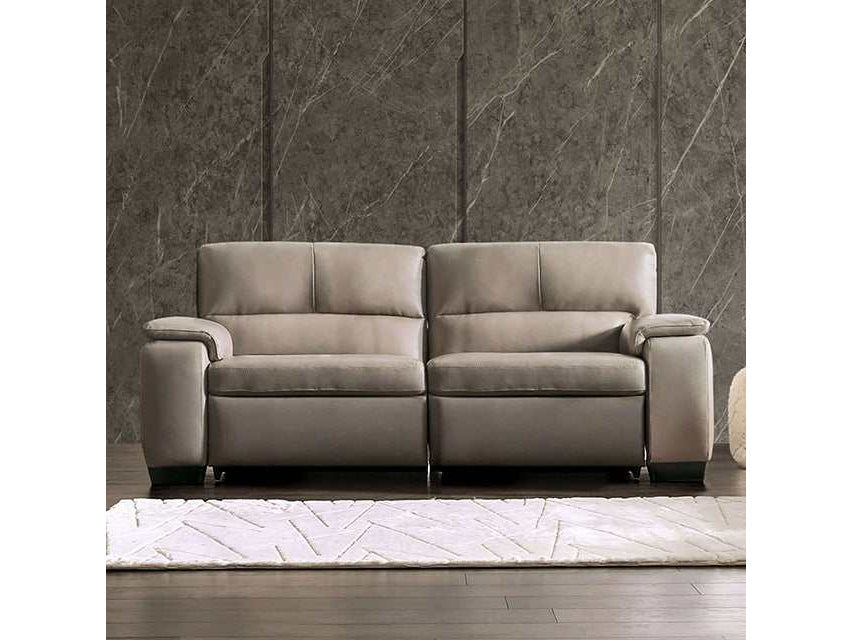 Balderico Taupe Real Italian Leather Power Reclining Sofa