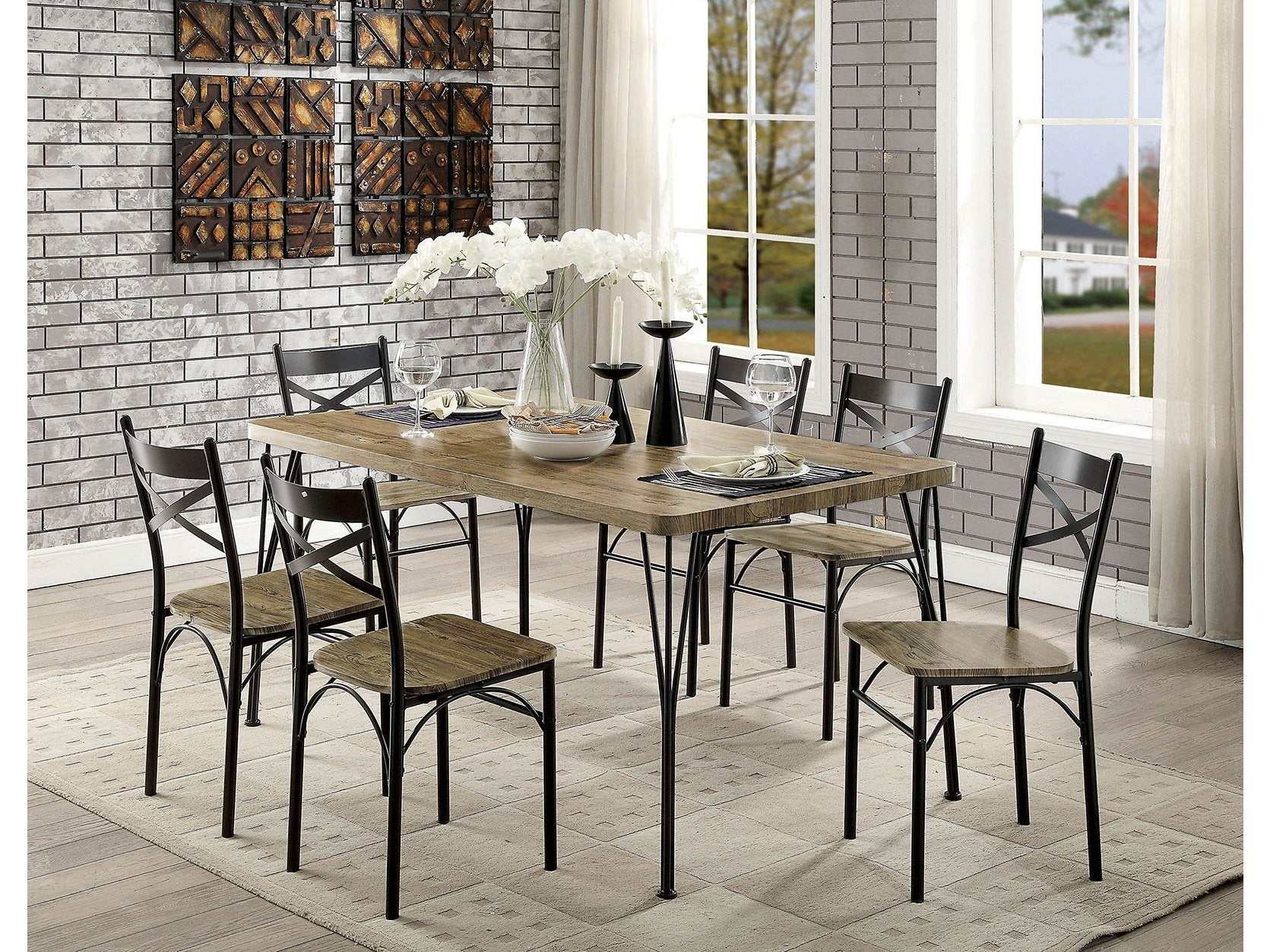 Banbury Dark Bronze & Natural 7pc Dining Room Set