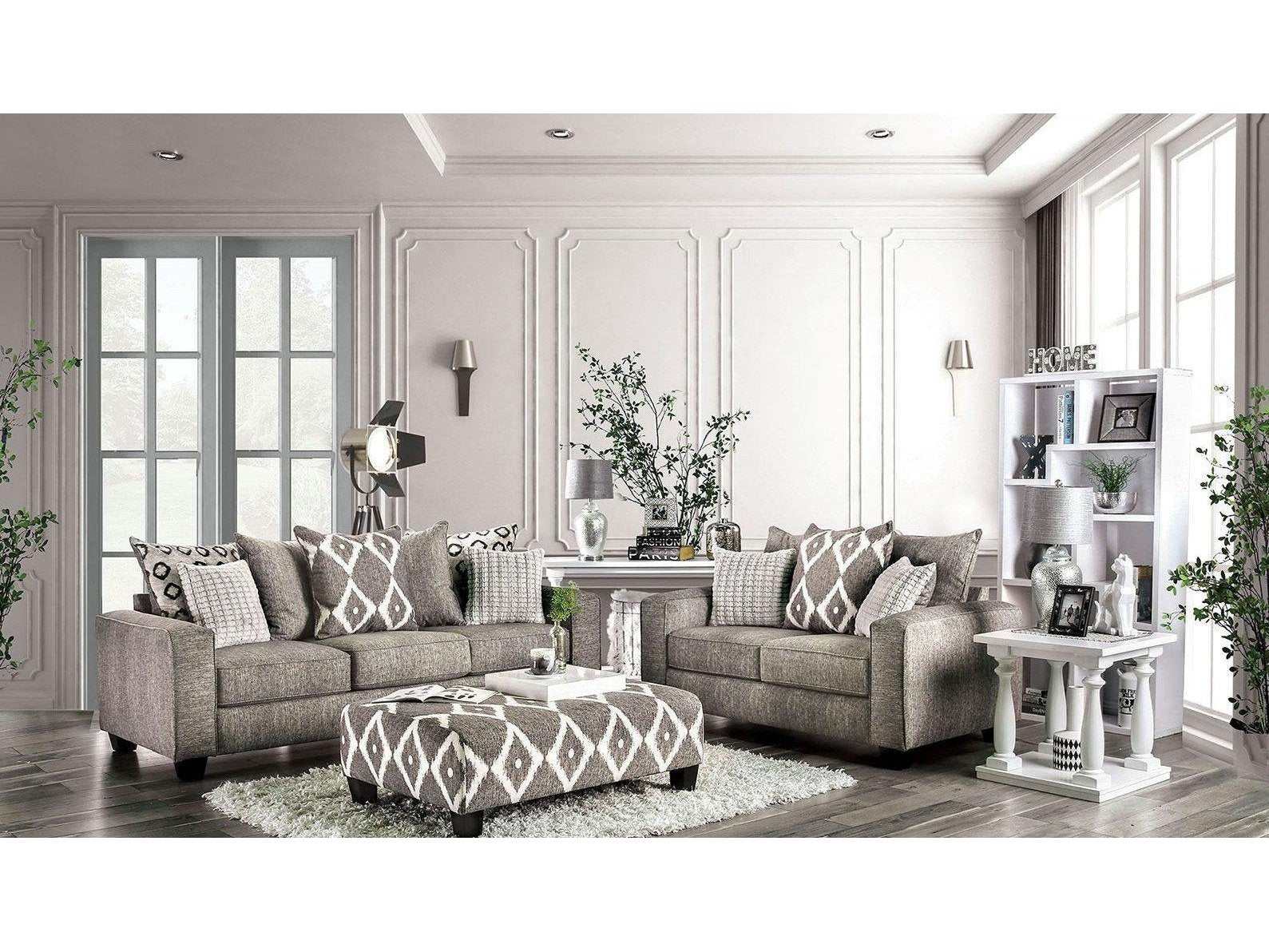 Basie Gray Stationary Sofa & Loveseat 2pc