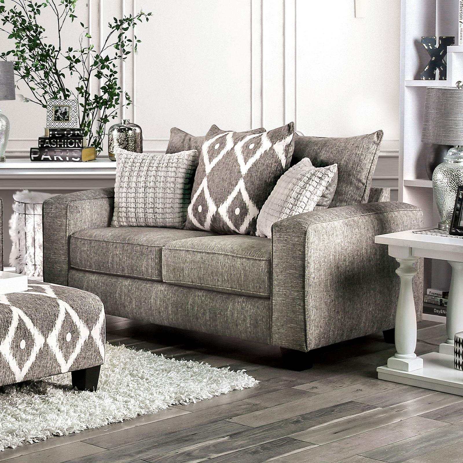 Basie Gray Stationary Sofa & Loveseat 2pc