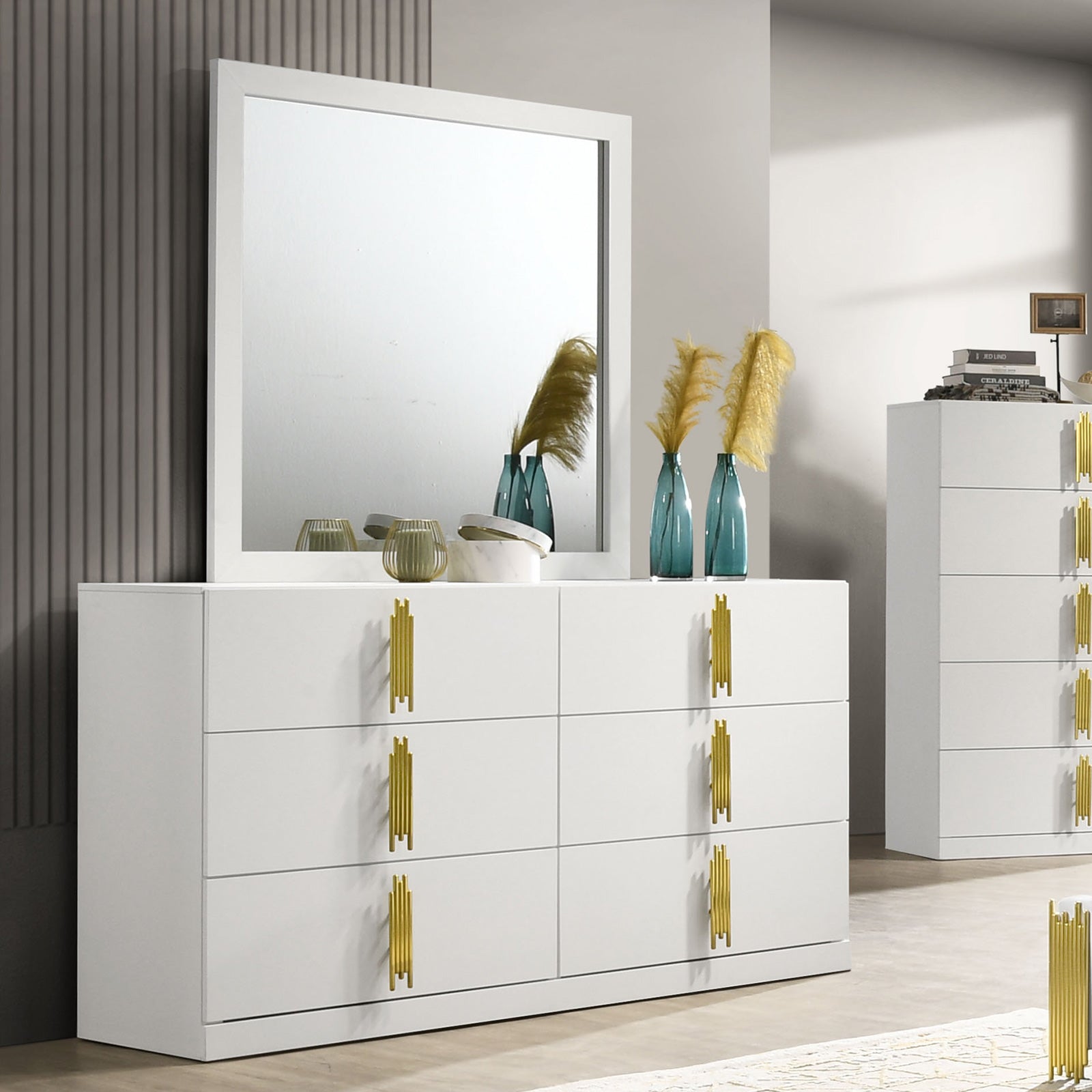 Basildon White/Gold Mirror