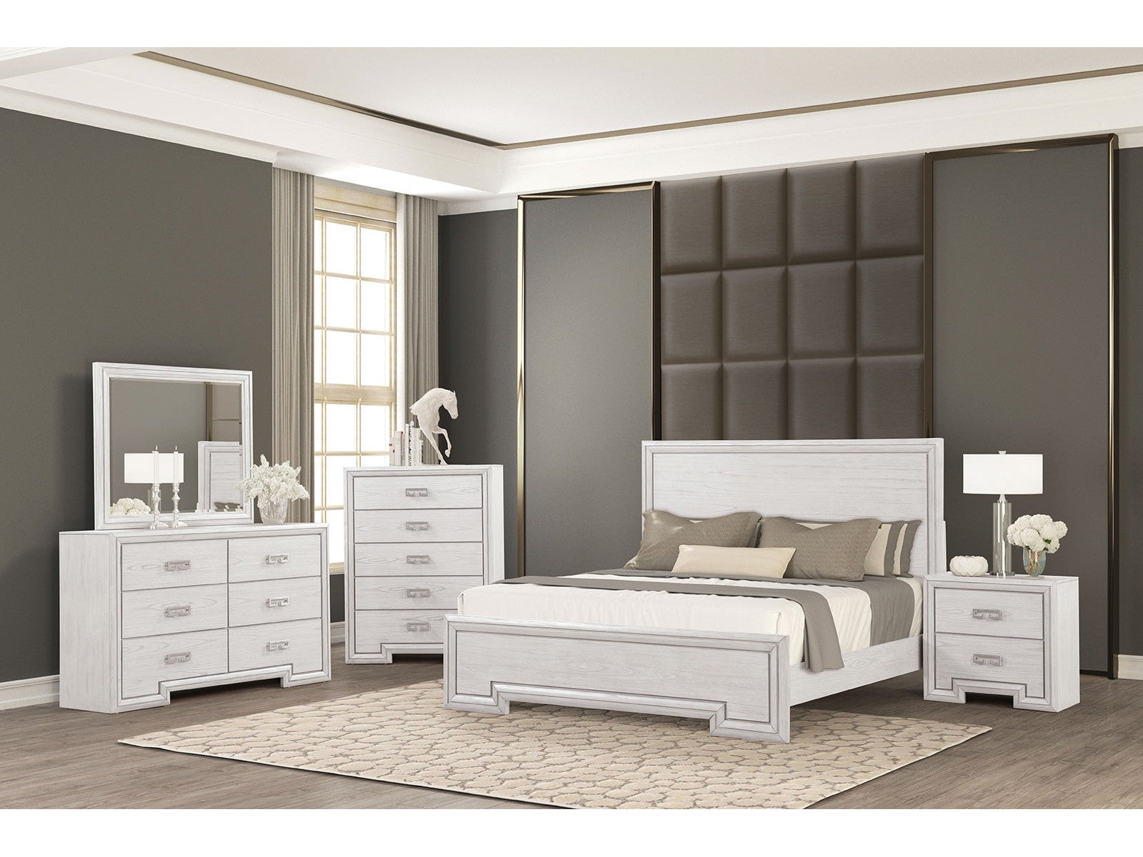 Basilone White Queen 4 Piece Bedroom Set