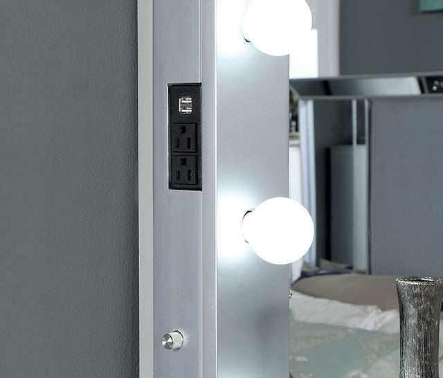 Belladonna Silver Mirror w/ USB, Power, Light