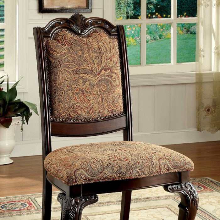 Bellagio Brown Cherry/Brown Fabric Side Chair (Set of 2)