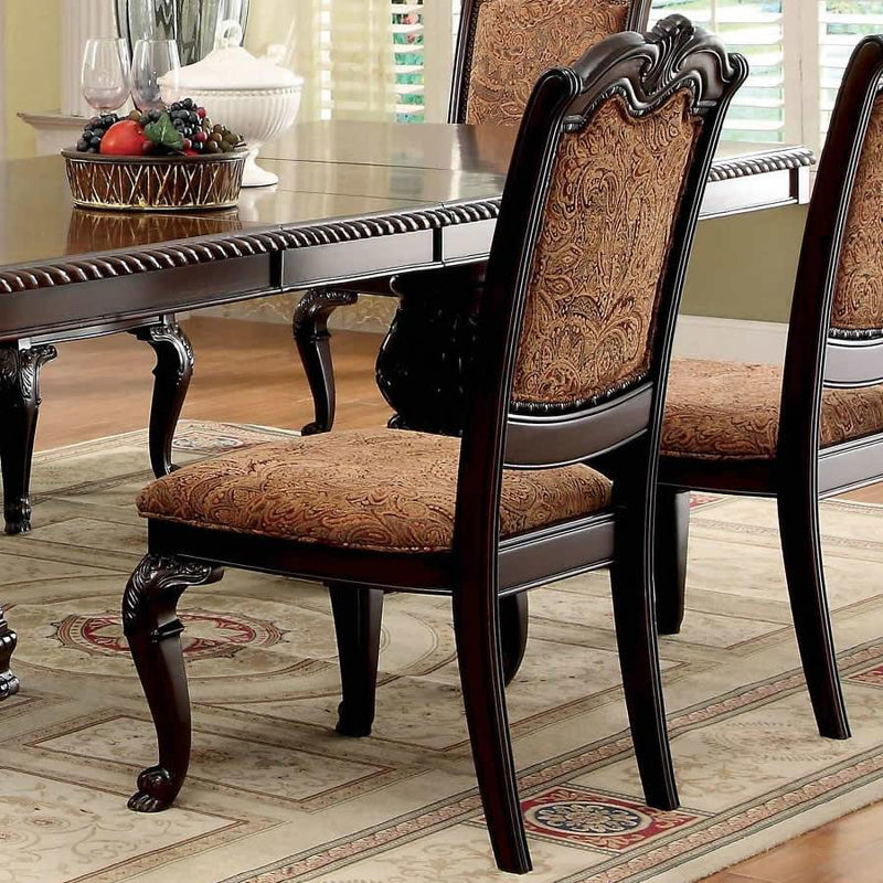 Bellagio Brown Cherry Fabric Dining Room Set / 7-piece