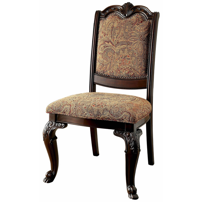 Bellagio Brown Cherry Fabric Dining Room Set / 7-piece