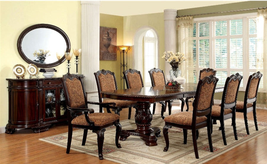Bellagio Brown Cherry/Brown Fabric Dining Armchair (Set of 2)