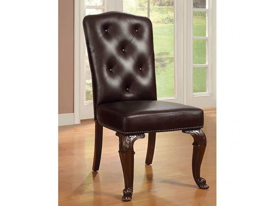 Bellagio Brown Cherry/Dark Brown Leatherette Side Chair (Set of 2)