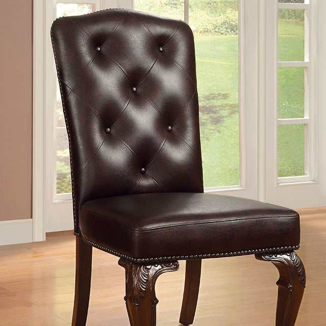 Bellagio Brown Cherry/Dark Brown Leatherette Side Chair (Set of 2)
