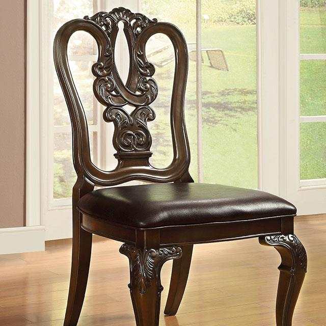 Bellagio Brown Cherry/Dark Brown Wooden/Leatherette Side Chair (Set of 2)