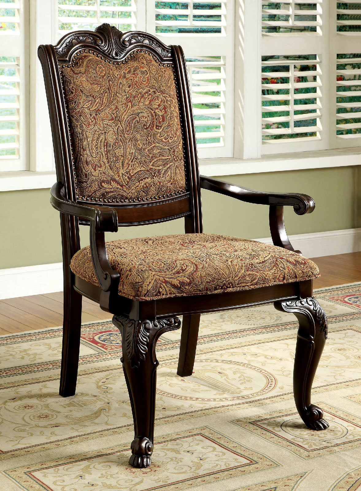 Bellagio Brown Cherry Fabric Dining Room Set / 7-piece