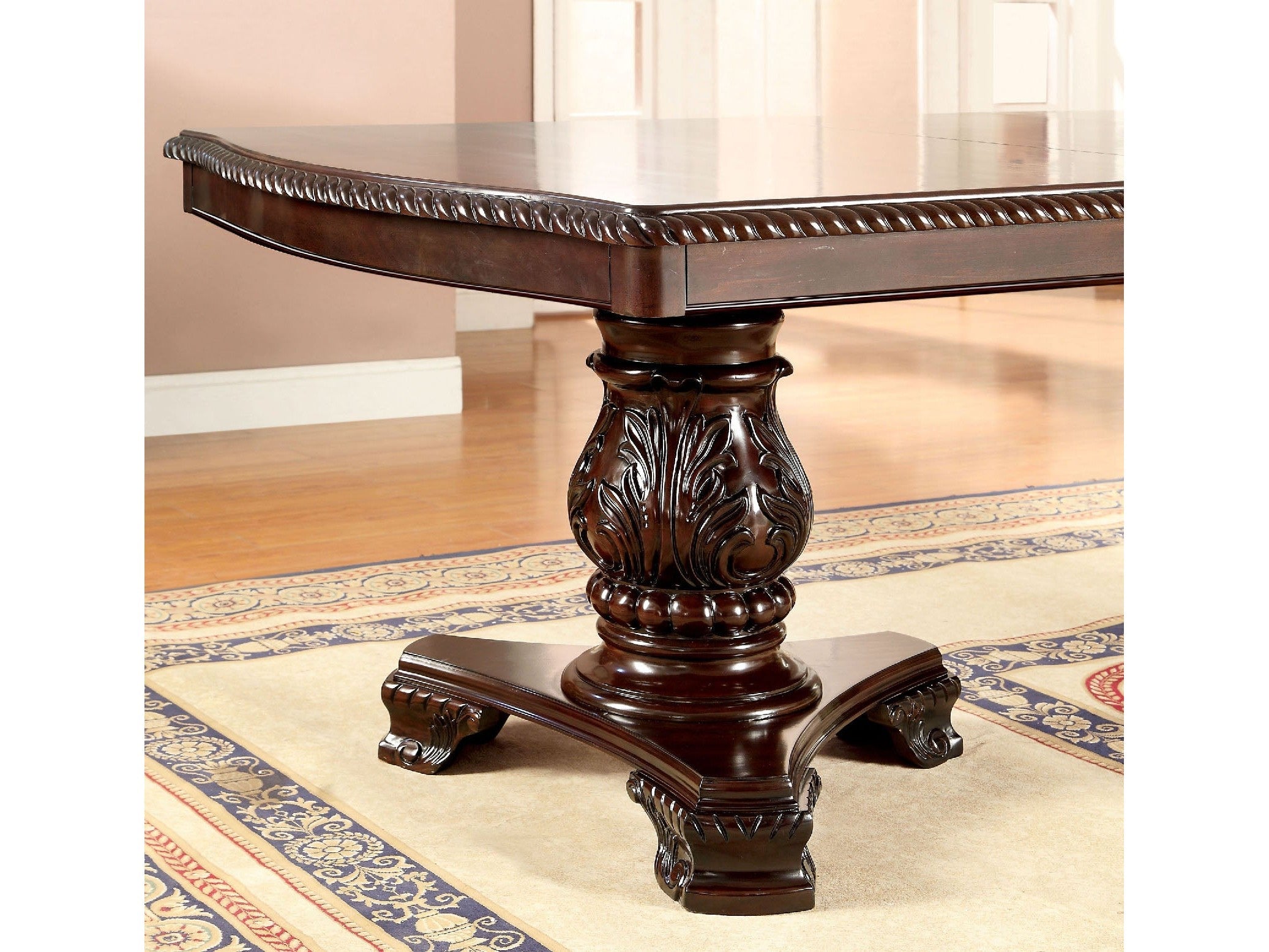 Bellagio Brown Cherry Fabric Dining Room Set / 7-piece