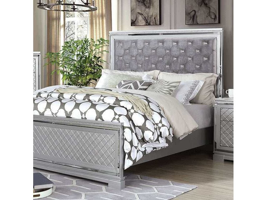 Belleterre Gray/Silver & Mirrored Cal. King Panel Bed