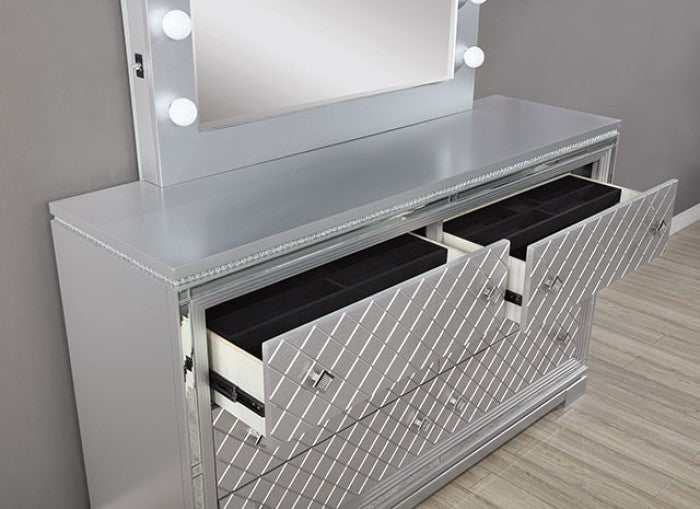 Belleterre Gray/Silver & Mirrored Dresser