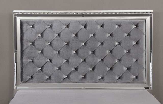 Belleterre Gray/Silver & Mirrored E. King Panel Bed