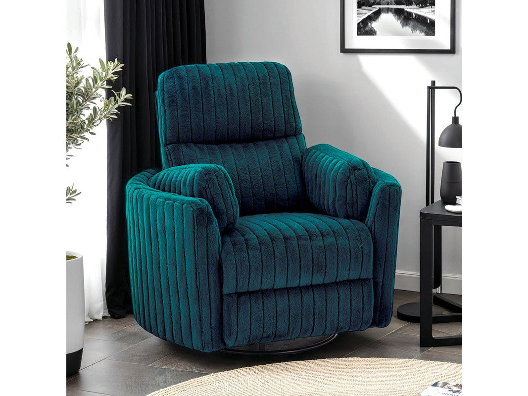 Belper Dark Teal Power Glider Recliner w/ Swivel