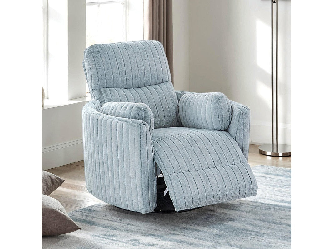Belper Sky Blue Power Glider Recliner w/ Swivel