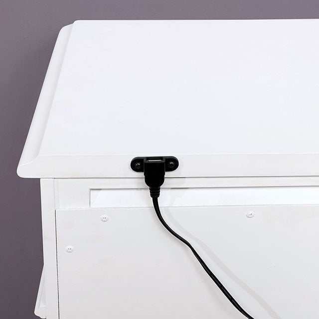 Belva White Nightstand w/ USB Outlet
