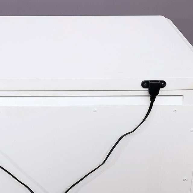 Belva White Nightstand w/ USB Outlet