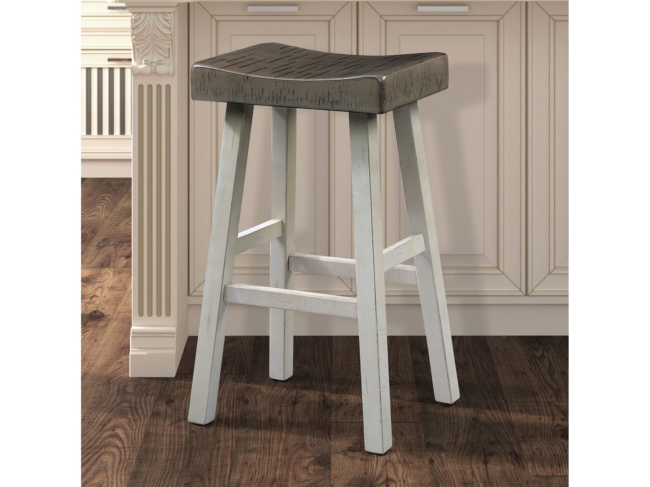 Biasca Gray/White Stool (Set of 2)