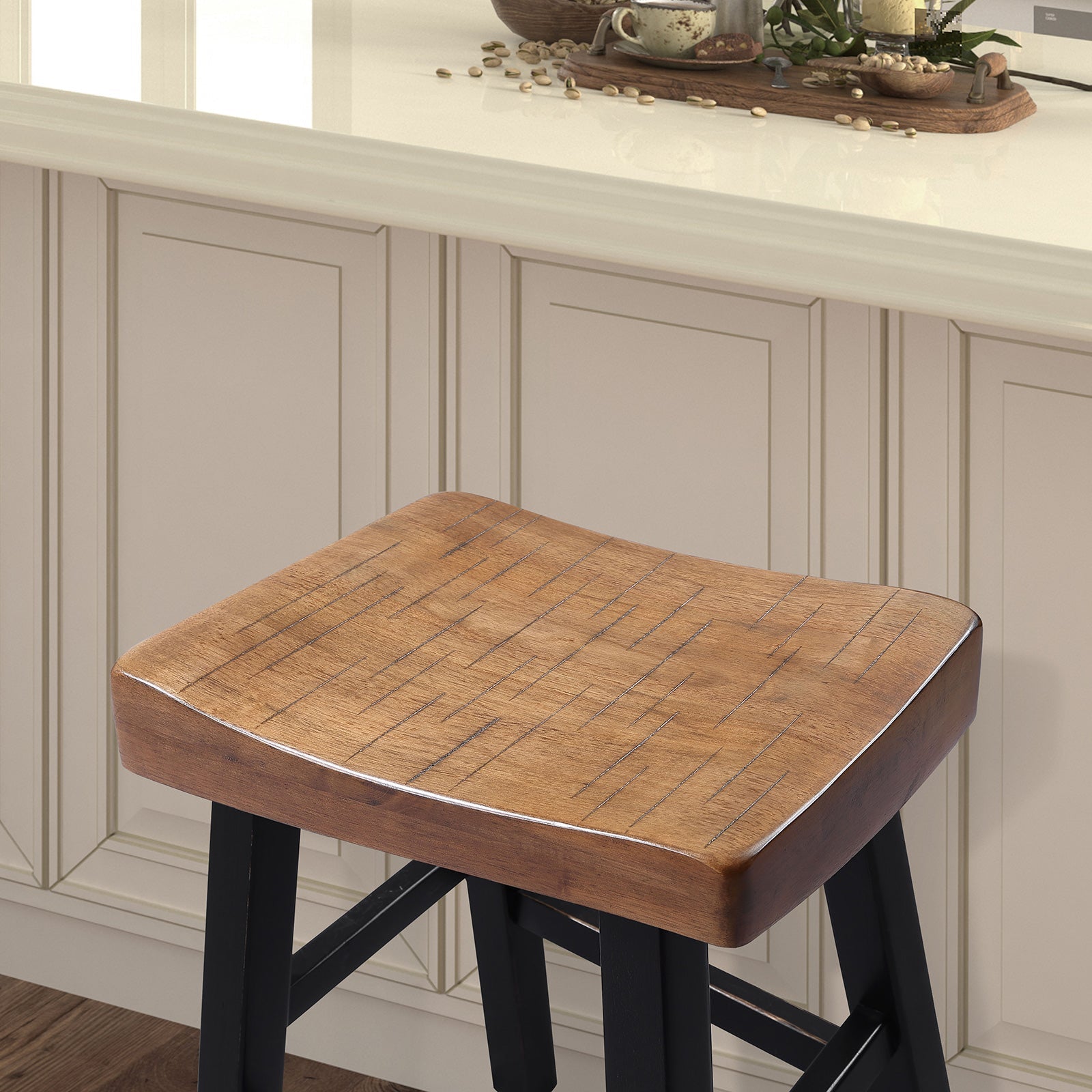 Biasca Oak/Black Stool (Set of 2)