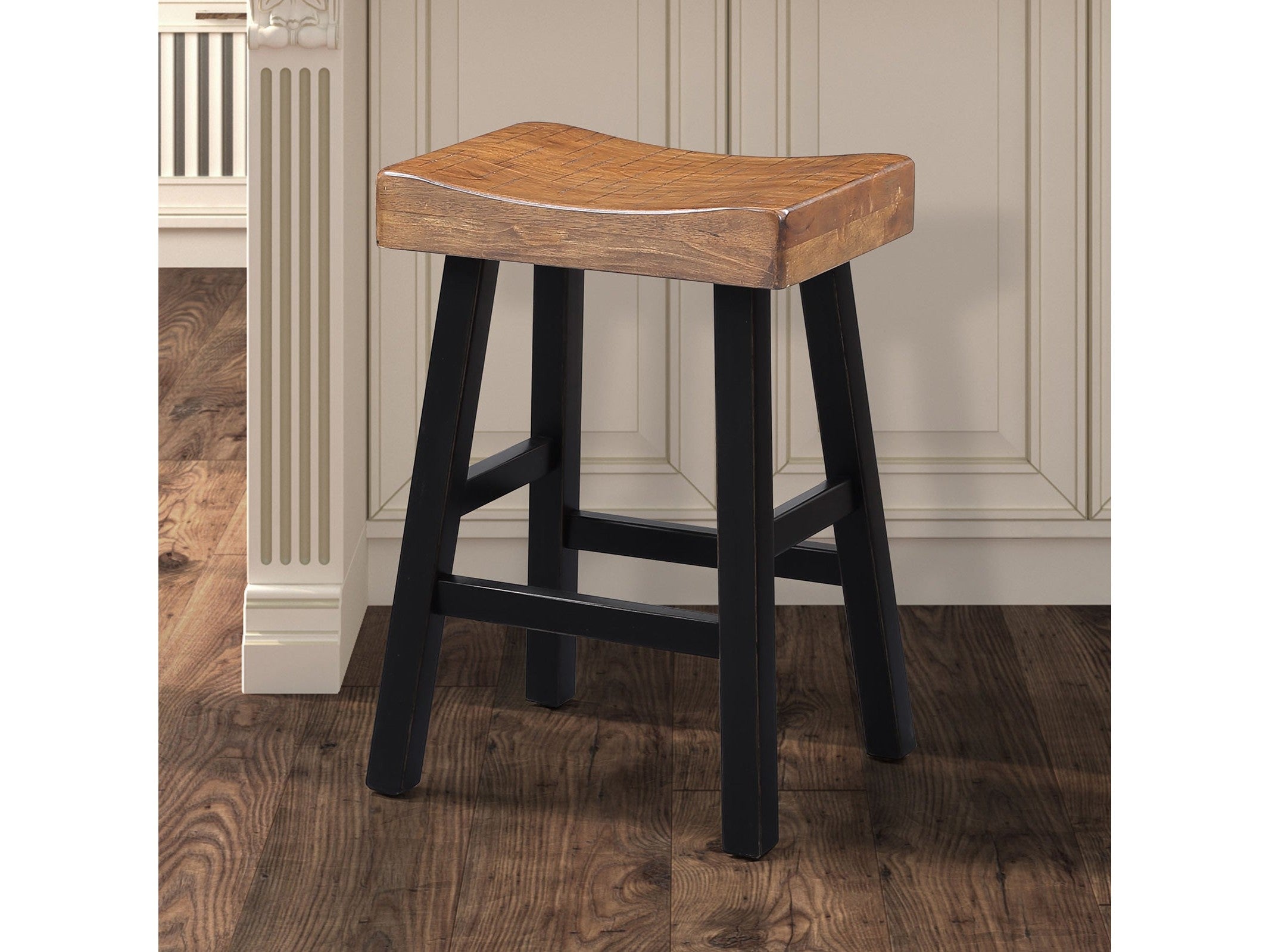 Biasca Oak/Black Stool (Set of 2)