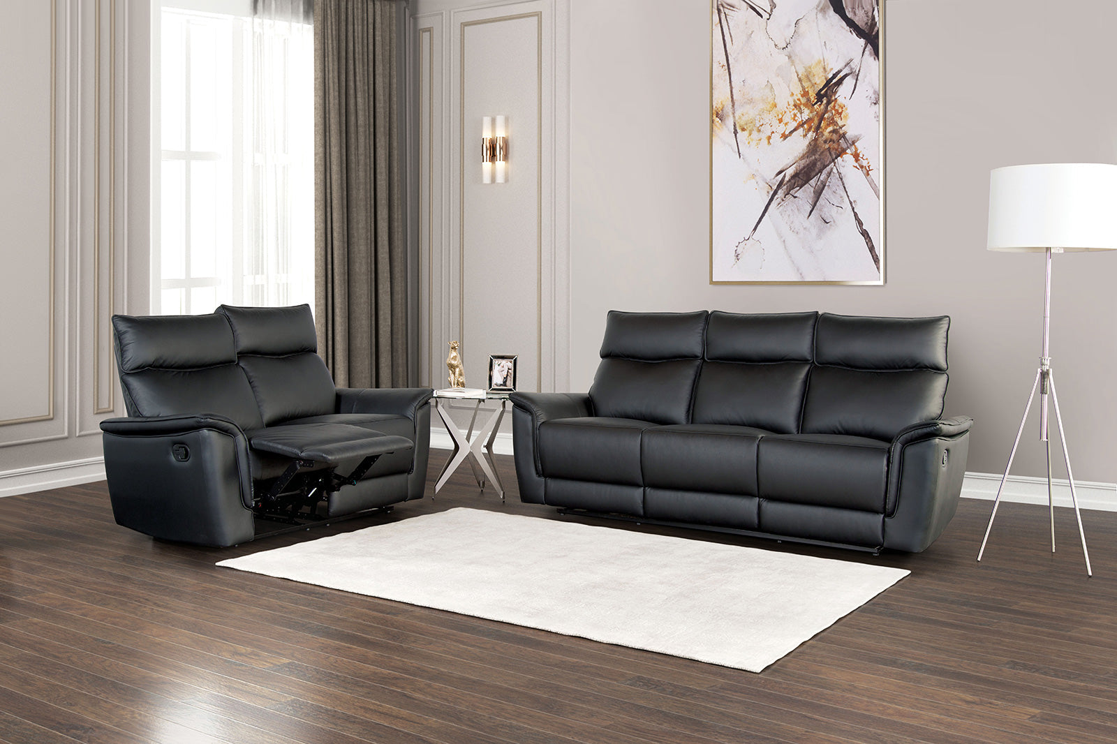 Bienne Black Reclining Loveseat