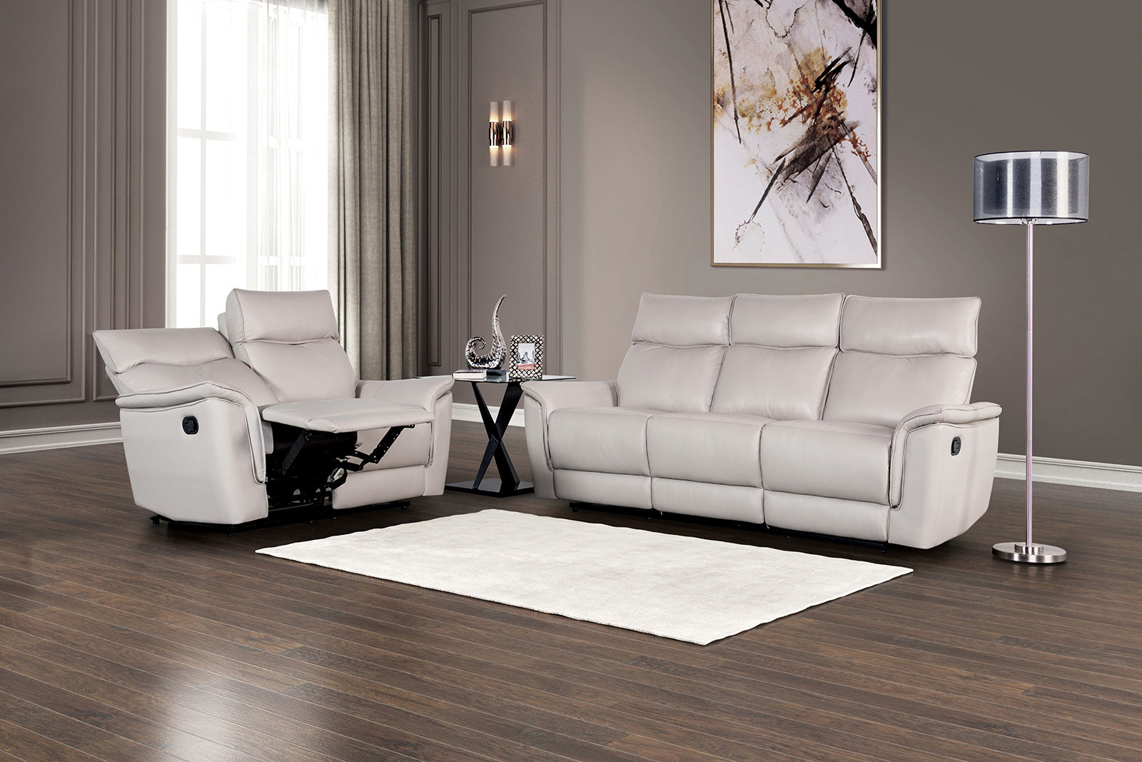 Bienne Taupe Reclining Sofa