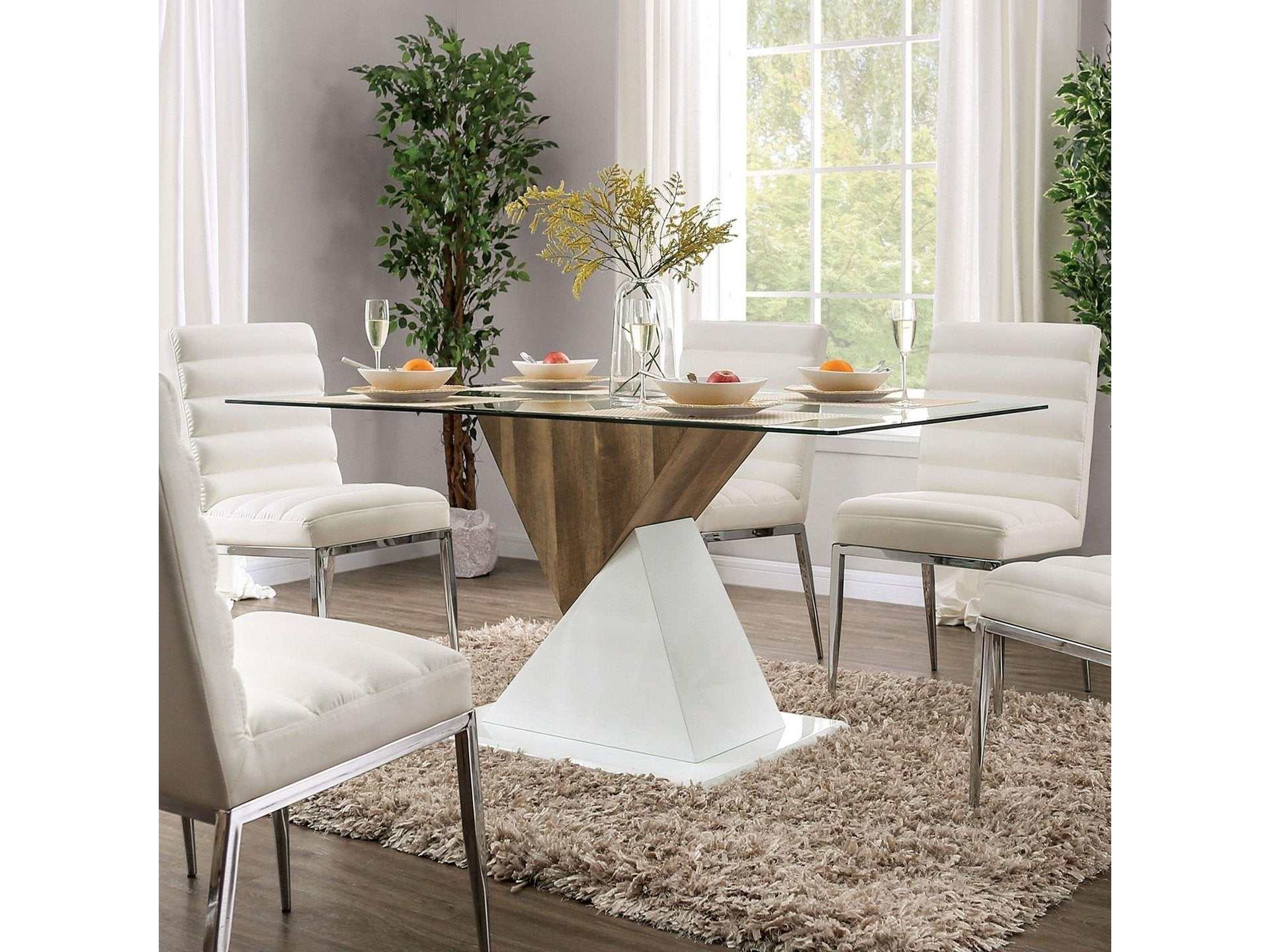 Bima Tempered Glass Top Rectangular Dining Table