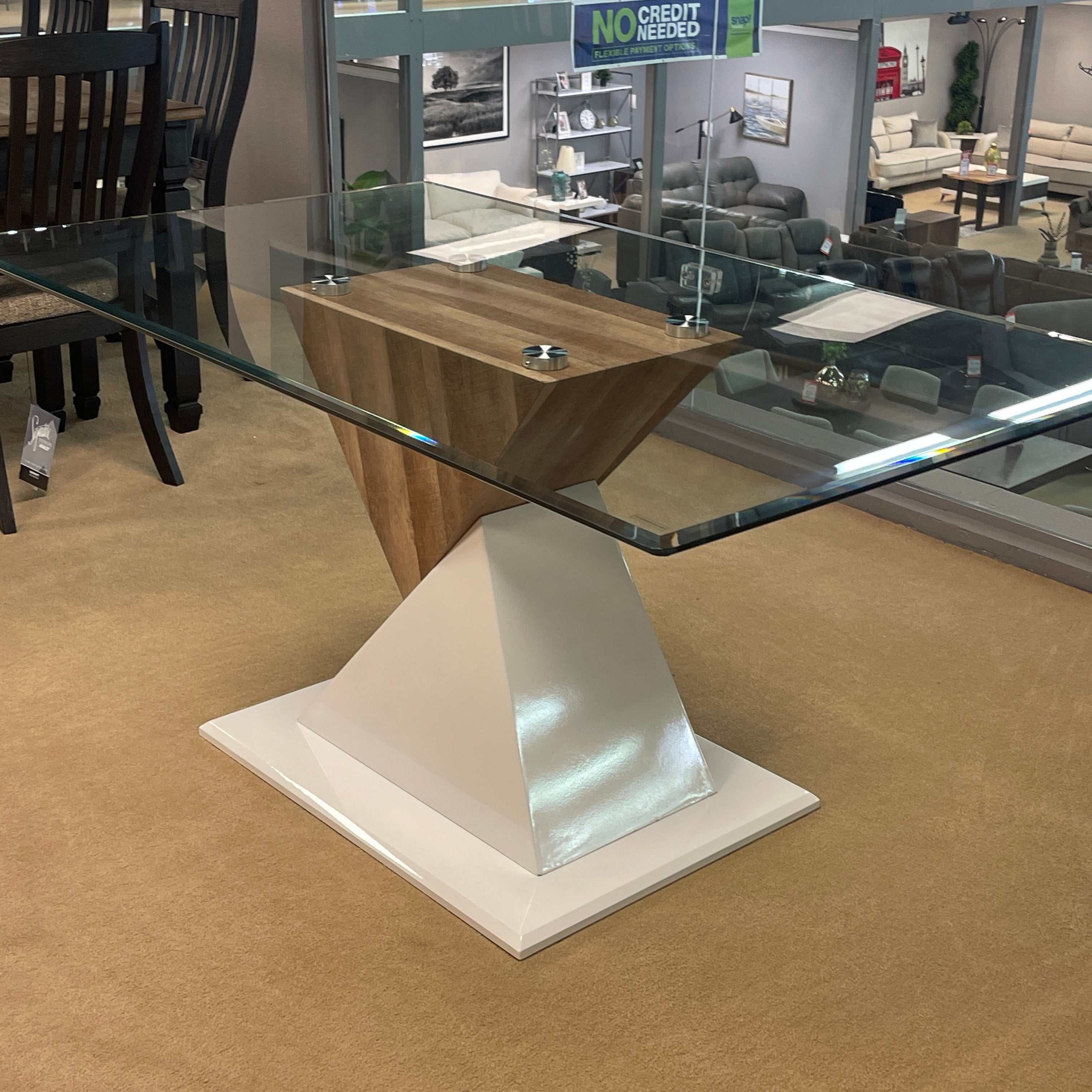Bima Tempered Glass Top Rectangular Dining Table