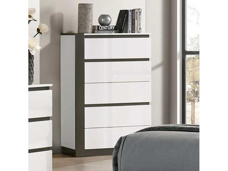Birsfelden White & Metallic Gray Chest