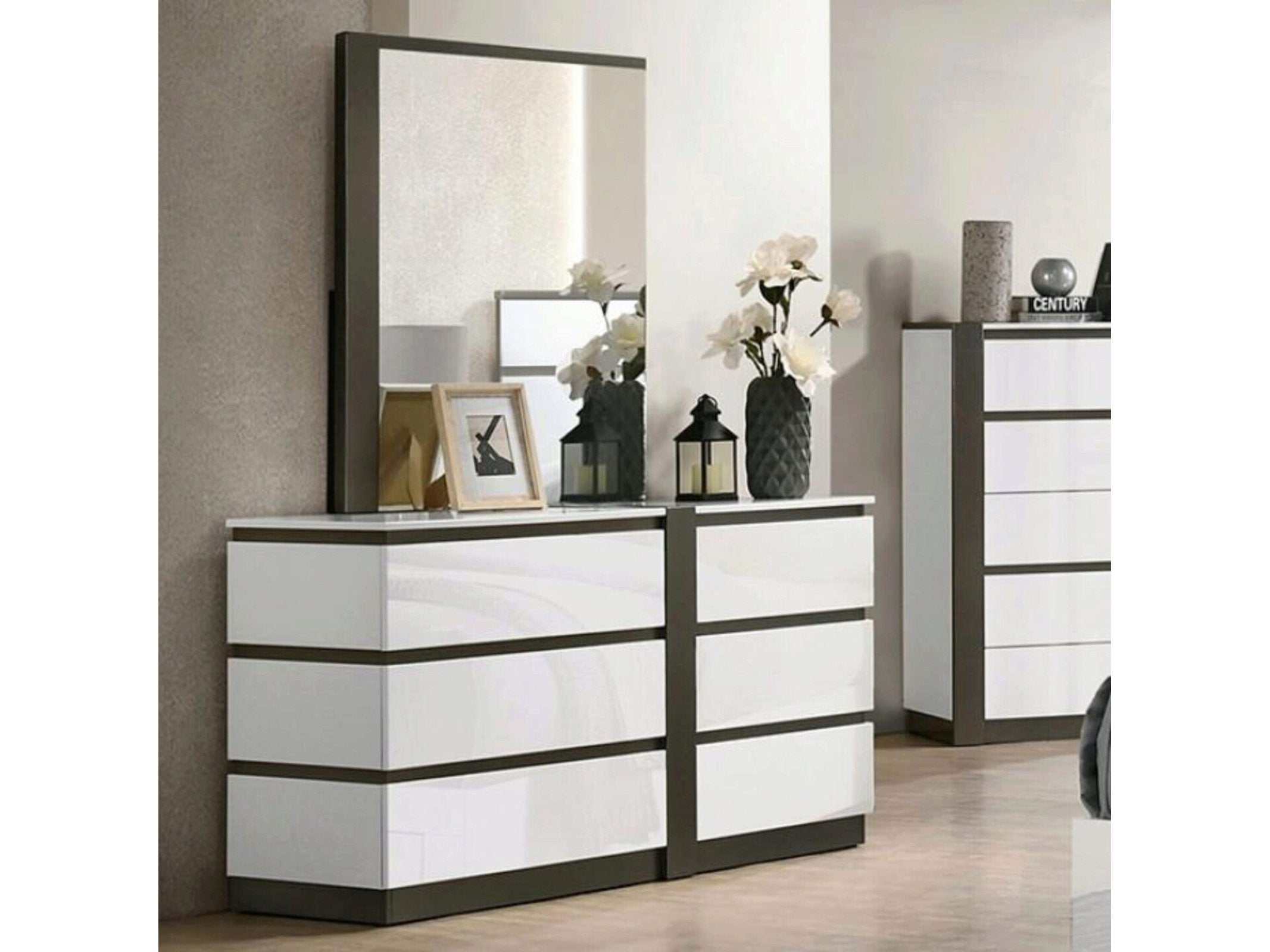 Birsfelden White & Metallic Gray Dresser